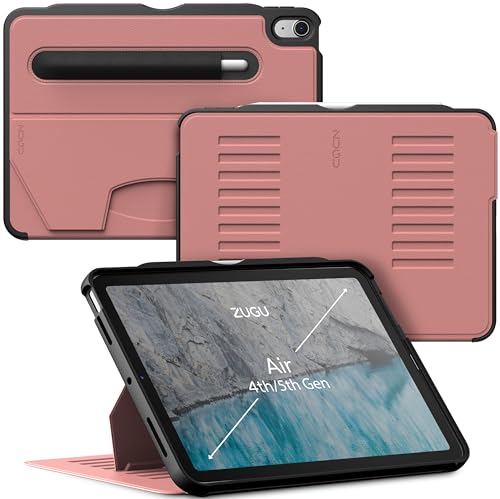 ZUGU iPad Air 5 / Air 4 Hülle 10.9 2022/2020 5. & 4. Generation schlanke Schutzhülle 8 Winkel-Ständer magnetisch, Aufladen iPad Stiftes Auto Sleep/Wake UP [ iPad Air5 & Air4 Wüstenrose Rosa ] von ZUGU CASE