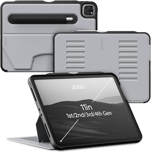 ZUGU iPad Pro 11 Hülle 2022/2021 / 2020/2018 4. / 3. / 2. / 1. Generation schlanke Schutzhülle 8 Winkel-Ständer magnetisch, Aufladen iPad Stiftes Auto Sleep/Wake Up [ iPadPro 11 Arktisches Grau ] von ZUGU CASE