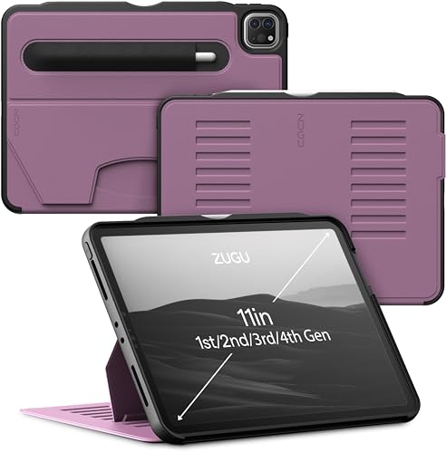 ZUGU iPad Pro 11 Hülle 2022/2021 / 2020/2018 4. / 3. / 2. / 1. Generation schlanke Schutzhülle 8 Winkel-Ständer magnetisch, Aufladen iPad Stiftes Auto Sleep/Wake Up [ iPadPro 11 Beere Violett ] von ZUGU CASE