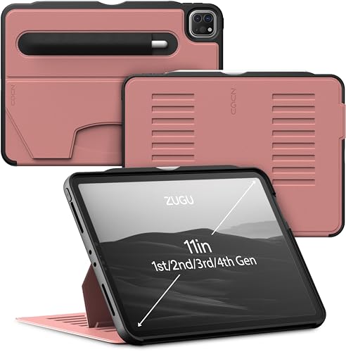ZUGU iPad Pro 11 Hülle 2022/2021 / 2020/2018 4. / 3. / 2. / 1. Generation schlanke Schutzhülle 8 Winkel-Ständer magnetisch, Aufladen iPad Stiftes Auto Sleep/Wake Up [ iPadPro 11 Wüstenrose Rosa ] von ZUGU CASE