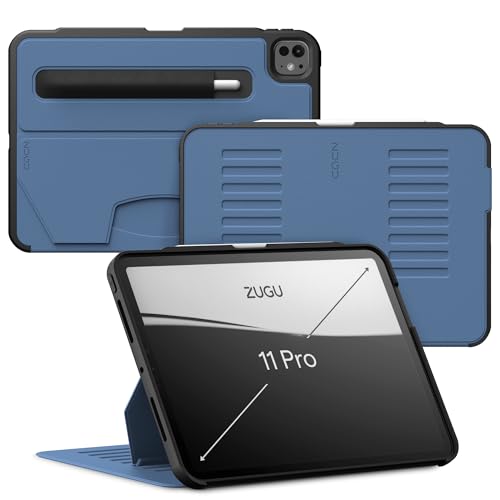 ZUGU iPad Pro 11 Zoll Hülle (M4) 2024 schlanke Schutzhülle 8 Winkel-Ständer magnetisch, Aufladen iPad Stiftes Auto Sleep/Wake Up [ Pro11 Schieferblau ] von ZUGU CASE