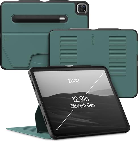ZUGU iPad Pro 12.9 Hülle 2022/2021 6. / 5. Generation, schlanke Schutzhülle 10 Winkel-Ständer magnetisch, Aufladen iPad Stiftes Auto Sleep/Wake Up [ iPadPro 12.9 Kieferngrün ] von ZUGU CASE