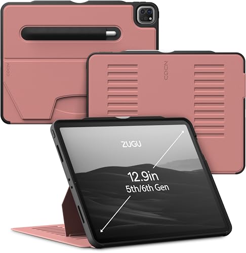 ZUGU iPad Pro 12.9 Hülle 2022/2021 6. / 5. Generation, schlanke Schutzhülle 10 Winkel-Ständer magnetisch, Aufladen iPad Stiftes Auto Sleep/Wake Up [ iPadPro 12.9 Wüstenrose Rosa ] von ZUGU CASE