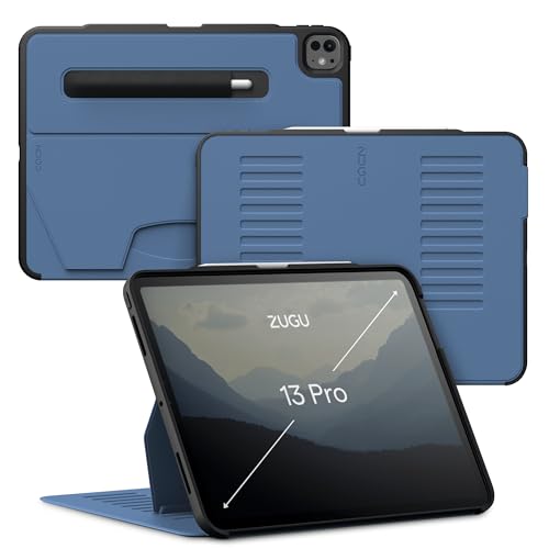 ZUGU iPad Pro 13 Zoll Hülle (M4) 2024 schlanke Schutzhülle 10 Winkel-Ständer magnetisch, Aufladen iPad Stiftes Auto Sleep/Wake Up [ Pro13 Schieferblau ] von ZUGU CASE