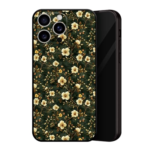 ZUGVJDX Art Design Pattern Black Phone Case,Flower Plant Illustration Manga Fans Protective Shell Cover (for iPhone 13) von ZUGVJDX