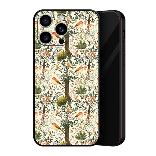 ZUGVJDX Birds and Plants for iPhone SE (2020) Case, Shockproof Matte Cover with Art Design Pattern-Inspired Art - Slim Anti-Slip TPU Black von ZUGVJDX