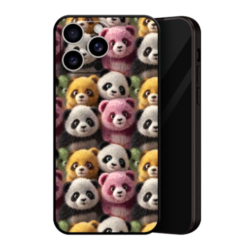 ZUGVJDX Compatible with iPhone 13 Case for Men Boys - Black Soft TPU Cute Pandas Protective Anti-Slip Shockproof Fashion Case Phone Case for iPhone 13 von ZUGVJDX