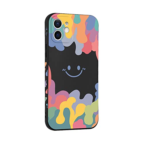 Smiley Rainbow Phone Case für iPhone 12 13 11 Pro Max 12 Mini 14 Pro Max X XR XS Max SE 6 6S 7 8 Plus Seitenmuster Quadratische Abdeckungen,A,K00701,Für 14 6,1 Zoll von ZUHERA