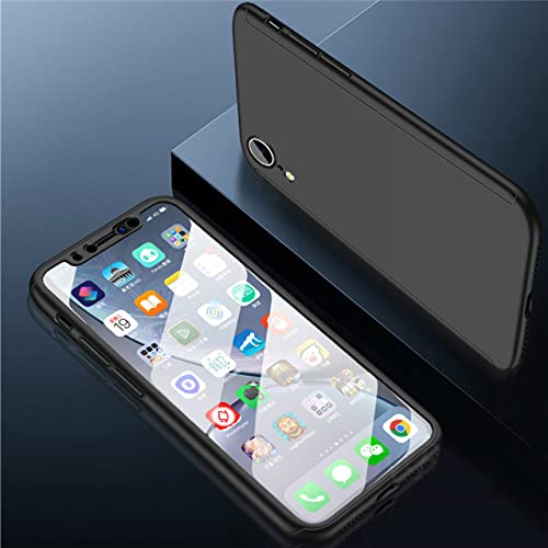 ZUHERA Für 360 Full Cover Shockproof Case für iPhone 13 Pro Max 11 12 Pro XS Max Case ShellFor iPhone 7 8 6S Plus SE 2022 XR Displayschutzfolie, Schwarz, für iPhone 11 von ZUHERA