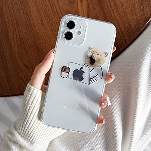 ZUHERA Lustige Cartoon-Arbeits-Klare Handyhülle für iPhone 14 13 12 11 Pro Max Mini XR XS X 14Plus Dünne, weiche Silikonhülle, Katzen, für iPhone 13 von ZUHERA