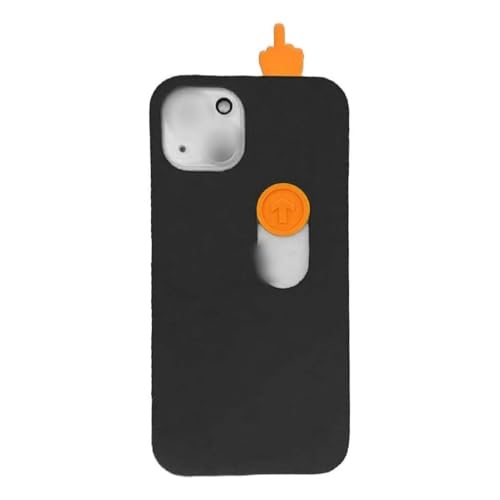 ZUICC Verschiebbare Mittelfinger-Handyhülle, 3D Printed Middle Sliding Finger Sliding Phone Case, Creative Friendly Gesture Case Toy Model, Funny Middlefinger Silikon Hülle (Schwarz, for 13) von ZUICC