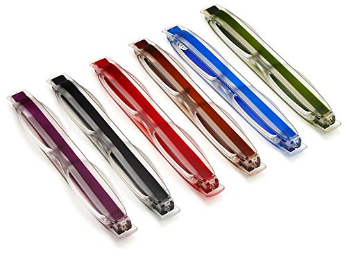 Butterme 6er Pack 360 Rotierende Tube Pen Clip Faltende Lesebrille mit Tragetasche für Männer und Frauen von ZUMUii