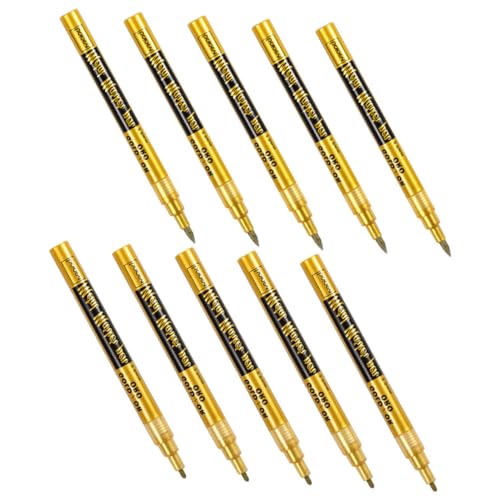 ZUNOXAZ 10 Stück öliger Markierungsstift feine Tipplackstifte Textmarker Künstlerbedarf Lackmarkierungen Marker für Glas Schild Stift Lackstift für Metall Nagelkunststifte Plastik Golden ZUNOXAZ 10 Stück öliger Markierungsstift feine Tipplackstifte Textmarker Künstlerbedarf Lackmarkierungen Marker für Glas Schild Stift Lackstift für Metall Nagelkunststifte Plastik Golden von ZUNOXAZ