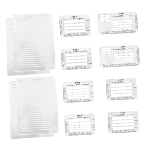 ZUNOXAZ 12 Stück Vorlage für das Briefformat briefumschläge DIY-Vorlage plastische Zeichenvorlagen Kunststoff-Schablonenschablone mit gerader Linie Lineal für Journaling Plastik Beige von ZUNOXAZ