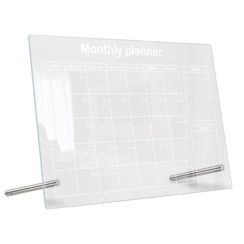 ZUNOXAZ 1Satz Transparente Trockenlöschtafel für Schreibtisch Memoboard Wiederverwendbar für Notizen und Tagesplanung mit Werbenadeln Whiteboard Markern Kratzfest von ZUNOXAZ