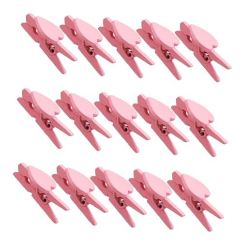 ZUNOXAZ 50 Stück Liebesclip süße Büroklammern Bildhalter für Tische Memo -Halter Feilenschieber-Clip Mikrobinderclips Memo-Papierhalter Fotohalter für Bilder Holz Rosa von ZUNOXAZ