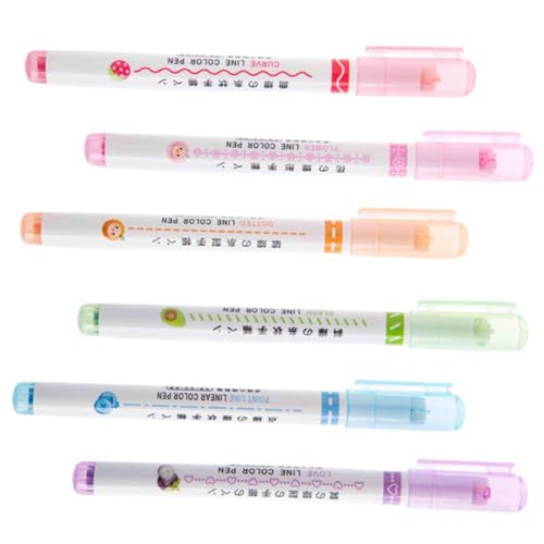 ZUNOXAZ 6Stücke Kurven Highlighter Stifte Farbige Markierstifte für Kreatives Journaling Notizen und Bürobedarf für Schule und Kunstprojekte von ZUNOXAZ