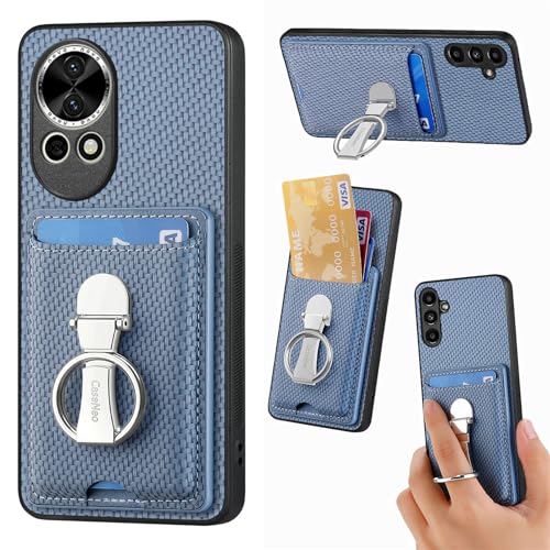 Leder Hülle für Huawei Nova 13 Handyhülle Mikrofaser Silikon Brieftasche Schutzhülle Ring-Ständer Kreditkartenhalter Modische Tasche Kompatibel mit Huawei Nova 13 Case (Blau) von ZUOBNBP