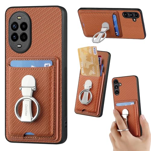 Leder Hülle für Huawei Nova 13 Pro Handyhülle Mikrofaser Silikon Brieftasche Schutzhülle Ring-Ständer Kreditkartenhalter Modische Tasche Kompatibel mit Huawei Nova 13 Pro Case (Braun) von ZUOBNBP