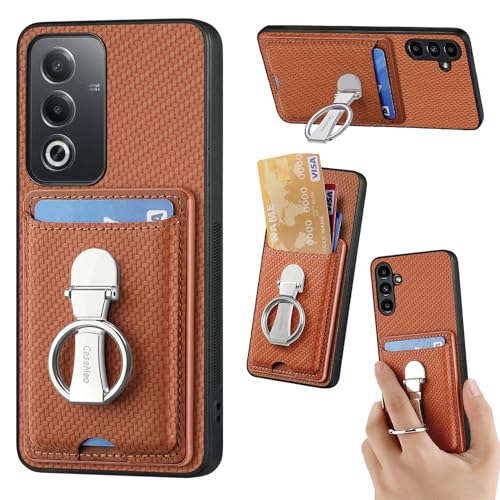 Leder Hülle für Oppo A3 Pro 5G Handyhülle Mikrofaser Silikon Brieftasche Schutzhülle Ring-Ständer Kreditkartenhalter Modische Tasche Kompatibel mit Oppo A3 Pro 5G Case (Braun) von ZUOBNBP
