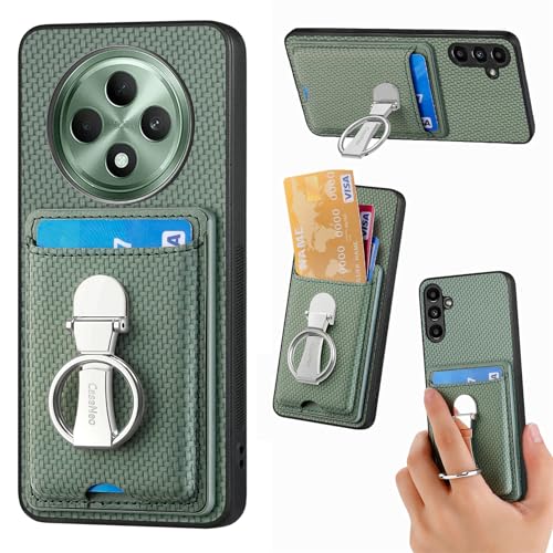 Leder Hülle für Oppo F27 5G Handyhülle Mikrofaser Silikon Brieftasche Schutzhülle Ring-Ständer Kreditkartenhalter Modische Tasche Kompatibel mit Oppo F27 5G Case (Grün) von ZUOBNBP