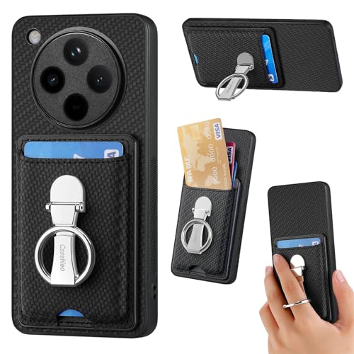 Leder Hülle für Oppo Find X8 Handyhülle Mikrofaser Silikon Brieftasche Schutzhülle Ring-Ständer Kreditkartenhalter Modische Tasche Kompatibel mit Oppo Find X8 Case (Schwarz) von ZUOBNBP