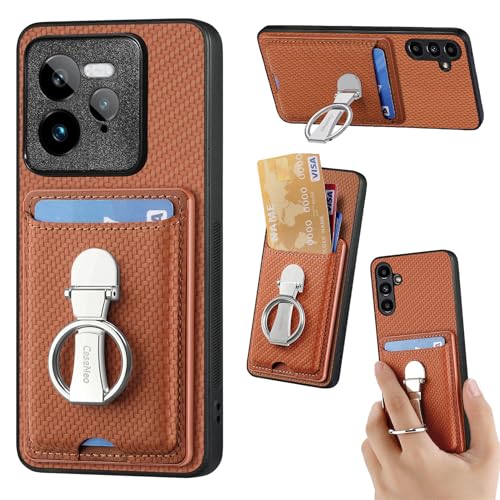 Leder Hülle für Oppo Realme GT 7 Pro Handyhülle Mikrofaser Silikon Brieftasche Schutzhülle Ring-Ständer Kreditkartenhalter Modische Tasche Kompatibel mit Oppo Realme GT 7 Pro Case (Braun) von ZUOBNBP