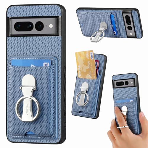 ZUOBNBP Leder Hülle für Google Pixel 7 Pro Handyhülle Mikrofaser Silikon Brieftasche Schutzhülle Ring-Ständer Kreditkartenhalter Modische Tasche Kompatibel mit Google Pixel 7 Pro Case (Blau) von ZUOBNBP