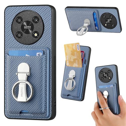 ZUOBNBP Leder Hülle für Honor Magic 4 Lite Handyhülle Mikrofaser Silikon Brieftasche Schutzhülle Ring-Ständer Kreditkartenhalter Modische Tasche Kompatibel mit Honor Magic 4 Lite Case (Blau) von ZUOBNBP