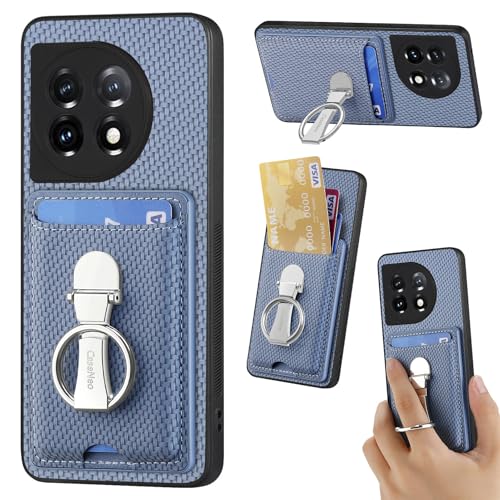 ZUOBNBP Leder Hülle für OnePlus 11 Handyhülle Mikrofaser Silikon Brieftasche Schutzhülle Ring-Ständer Kreditkartenhalter Modische Tasche Kompatibel mit OnePlus 11 Case (Blau) von ZUOBNBP