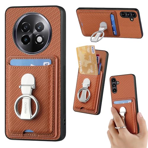 ZUOBNBP Leder Hülle für Realme 13+ 5G Handyhülle Mikrofaser Silikon Brieftasche Schutzhülle Ring-Ständer Kreditkartenhalter Modische Tasche Kompatibel mit Realme 13+ 5G Case (Braun) von ZUOBNBP