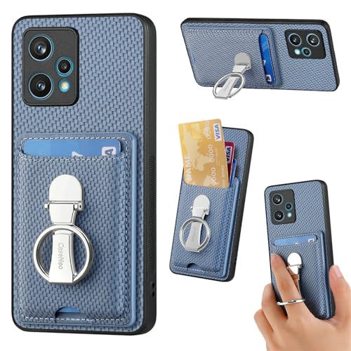 ZUOBNBP Leder Hülle für Realme 9 Pro Plus Handyhülle Mikrofaser Silikon Brieftasche Schutzhülle Ring-Ständer Kreditkartenhalter Modische Tasche Kompatibel mit Realme 9 + Case (Blau) von ZUOBNBP