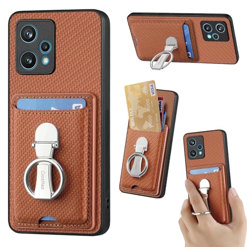 ZUOBNBP Leder Hülle für Realme 9 Pro Plus Handyhülle Mikrofaser Silikon Brieftasche Schutzhülle Ring-Ständer Kreditkartenhalter Modische Tasche Kompatibel mit Realme 9 + Case (Braun) von ZUOBNBP