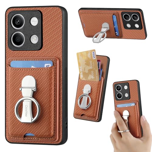 ZUOBNBP Leder Hülle für Redmi Note 13 Handyhülle Mikrofaser Silikon Brieftasche Schutzhülle Ring-Ständer Kreditkartenhalter Modische Tasche Kompatibel mit Redmi Note 13 Case (Braun) von ZUOBNBP