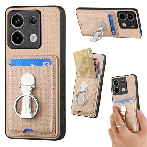 ZUOBNBP Leder Hülle für Redmi Note 13 Pro Handyhülle Mikrofaser Silikon Brieftasche Schutzhülle Ring-Ständer Kreditkartenhalter Modische Tasche Kompatibel mit Redmi Note 13 Pro Case (Beige) von ZUOBNBP
