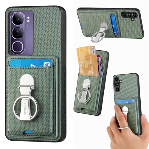 ZUOBNBP Leder Hülle für VIVO V40 lite Handyhülle Mikrofaser Silikon Brieftasche Schutzhülle Ring-Ständer Kreditkartenhalter Modische Tasche Kompatibel mit VIVO V40 lite Case (Grün) von ZUOBNBP