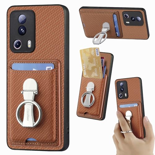 ZUOBNBP Leder Hülle für Xiaomi 13 Lite Handyhülle Mikrofaser Silikon Brieftasche Schutzhülle Ring-Ständer Kreditkartenhalter Modische Tasche Kompatibel mit Xiaomi 13 Lite Case (Braun) von ZUOBNBP