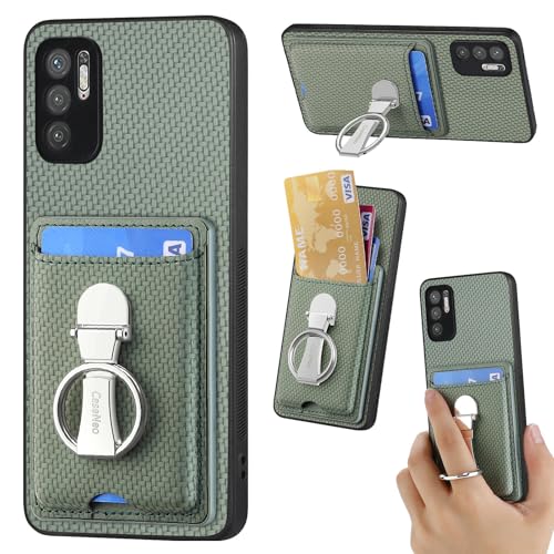 ZUOBNBP Leder Hülle für Xiaomi Note 10 5G Handyhülle Mikrofaser Silikon Brieftasche Schutzhülle Ring-Ständer Kreditkartenhalter Modische Tasche Kompatibel mit Redmi Note 10 5G Case (Grün) von ZUOBNBP