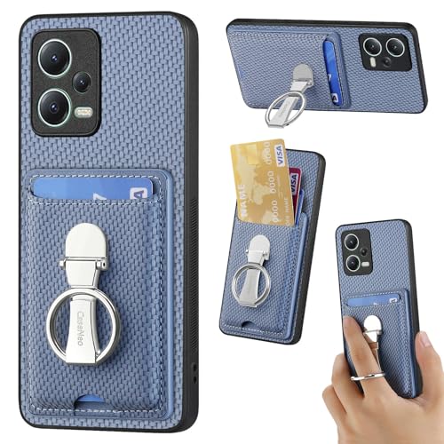 ZUOBNBP Leder Hülle für Xiaomi Note 12 5G Handyhülle Mikrofaser Silikon Brieftasche Schutzhülle Ring-Ständer Kreditkartenhalter Modische Tasche Kompatibel mit Redmi Note 12 5G Case (Blau) von ZUOBNBP