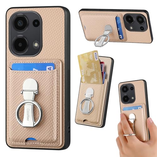 ZUOBNBP Leder Hülle für Xiaomi Note 13 Pro 4G Handyhülle Mikrofaser Silikon Brieftasche Schutzhülle Ring-Ständer Kreditkartenhalter Modische Tasche Kompatibel mit Xiaomi Note 13 Pro 4G Case (Beige) von ZUOBNBP