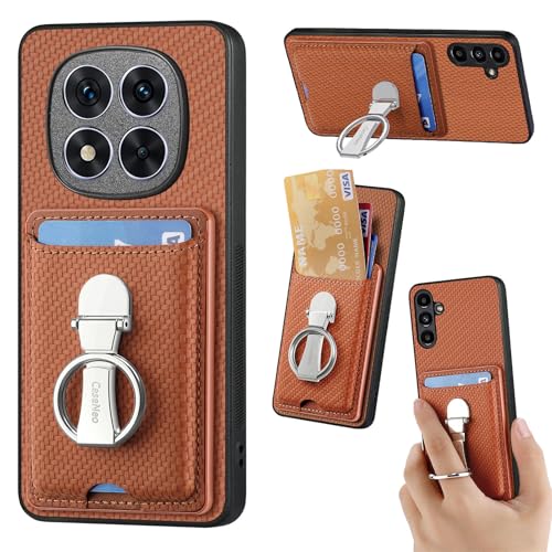 ZUOBNBP Leder Hülle für Xiaomi Note 14 Pro+ 5G Handyhülle Mikrofaser Silikon Brieftasche Schutzhülle Ring-Ständer Kreditkartenhalter Modische Tasche Kompatibel mit Redmi Note 14 Pro+ 5G Case (Braun) von ZUOBNBP