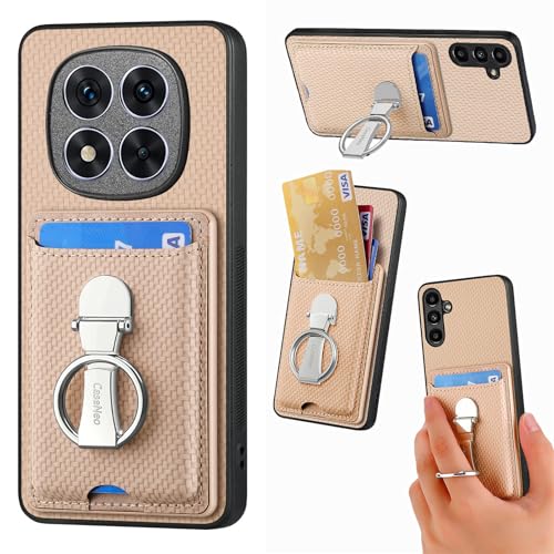ZUOBNBP Leder Hülle für Xiaomi Note 14 Pro+ 5G Handyhülle Mikrofaser Silikon Brieftasche Schutzhülle Ring-Ständer Kreditkartenhalter Modische Tasche Kompatibel mit Redmi Note 14 Pro+ 5G Case (Beige) von ZUOBNBP