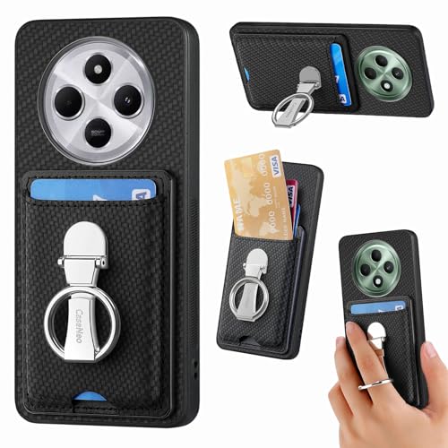 ZUOBNBP Leder Hülle für Xiaomi Redmi 14C Handyhülle Mikrofaser Silikon Brieftasche Schutzhülle Ring-Ständer Kreditkartenhalter Modische Tasche Kompatibel mit Xiaomi Redmi 14C Case (Schwarz) von ZUOBNBP