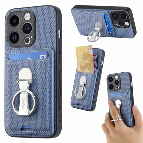 ZUOBNBP Leder Hülle für iPhone 11 Pro Max Handyhülle Mikrofaser Silikon Brieftasche Schutzhülle Ring-Ständer Kreditkartenhalter Modische Tasche Kompatibel mit iPhone 11 Pro Max Case (Blau) von ZUOBNBP