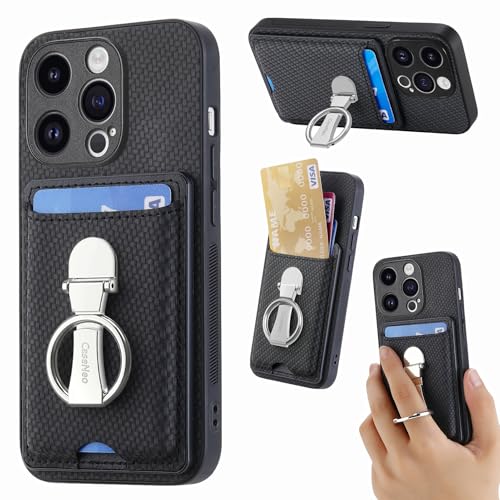 ZUOBNBP Leder Hülle für iPhone 11 Pro Max Handyhülle Mikrofaser Silikon Brieftasche Schutzhülle Ring-Ständer Kreditkartenhalter Modische Tasche Kompatibel mit iPhone 11 Pro Max Case (Schwarz) von ZUOBNBP