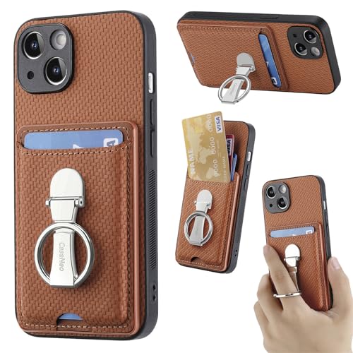 ZUOBNBP Leder Hülle für iPhone 12 Handyhülle Mikrofaser Silikon Brieftasche Schutzhülle Ring-Ständer Kreditkartenhalter Modische Tasche Kompatibel mit iPhone 12 Case (Braun) von ZUOBNBP