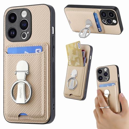 ZUOBNBP Leder Hülle für iPhone 12 Pro Max Handyhülle Mikrofaser Silikon Brieftasche Schutzhülle Ring-Ständer Kreditkartenhalter Modische Tasche Kompatibel mit iPhone 12 Pro Max Case (Beige) von ZUOBNBP