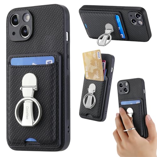 ZUOBNBP Leder Hülle für iPhone 13 Mini Handyhülle Mikrofaser Silikon Brieftasche Schutzhülle Ring-Ständer Kreditkartenhalter Modische Tasche Kompatibel mit iPhone 13 Mini Case (Schwarz) von ZUOBNBP