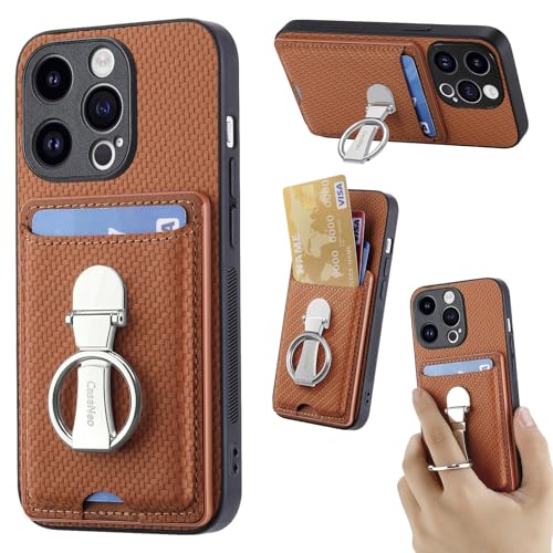 ZUOBNBP Leder Hülle für iPhone 13 Pro Max Handyhülle Mikrofaser Silikon Brieftasche Schutzhülle Ring-Ständer Kreditkartenhalter Modische Tasche Kompatibel mit iPhone 13 Pro Max Case (Braun) von ZUOBNBP