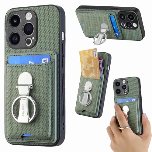 ZUOBNBP Leder Hülle für iPhone 13 Pro Max Handyhülle Mikrofaser Silikon Brieftasche Schutzhülle Ring-Ständer Kreditkartenhalter Modische Tasche Kompatibel mit iPhone 13 Pro Max Case (Grün) von ZUOBNBP